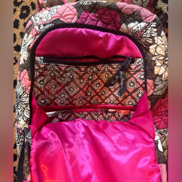 Vera Bradley Laptop Backpack In Mocha Rouge Pattern - Picture 2 of 7